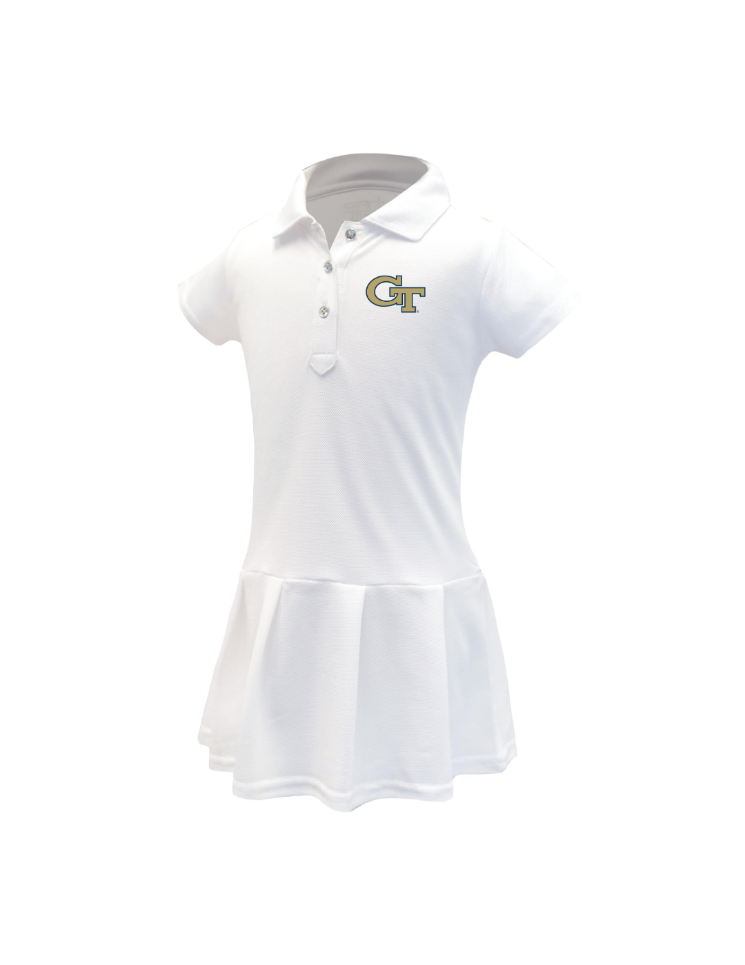 GA Tech Yellow Jackets Toddler Girls White Caroline Short Sleeve Dress, White, Size 2T