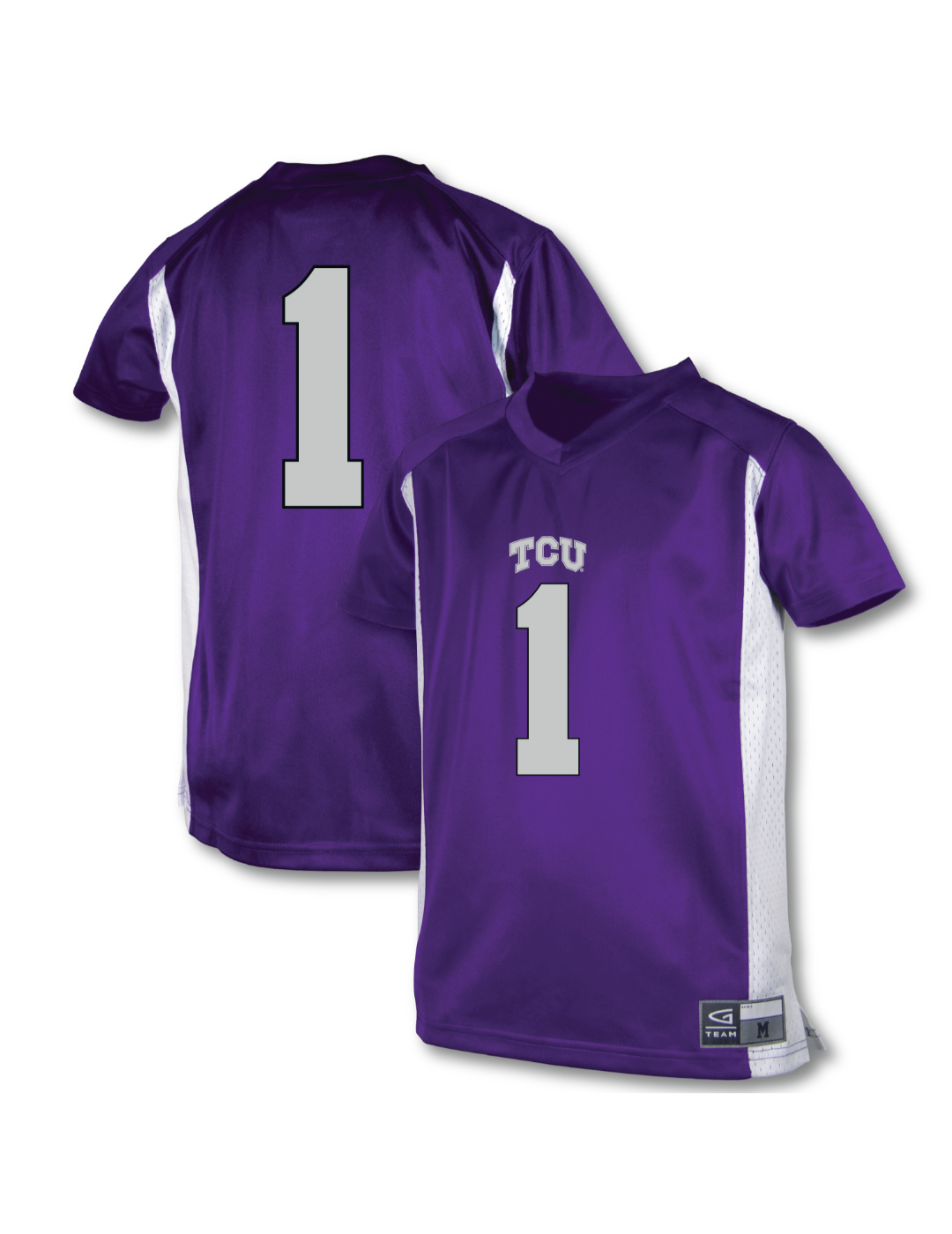 christian football gear Youth Garb #1 Purple TCU Horned Frogs Football Jersey Size: Medium