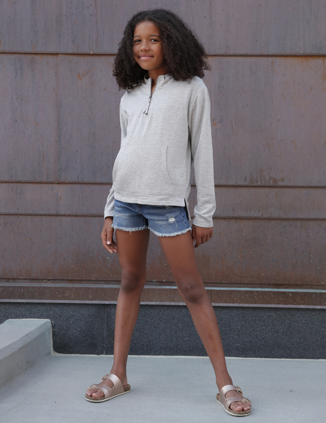 Shop Classic Youth Girls Pullover Sweater Kangaroo Pocket and