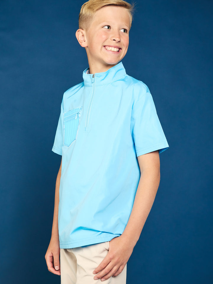 Brooks Youth Boys' Short Sleeve Rain Layer