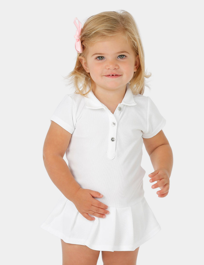 polo infant dress Caroline Infant Girls Polo Onesie Dress White / 12M (Ages: 6-12M)