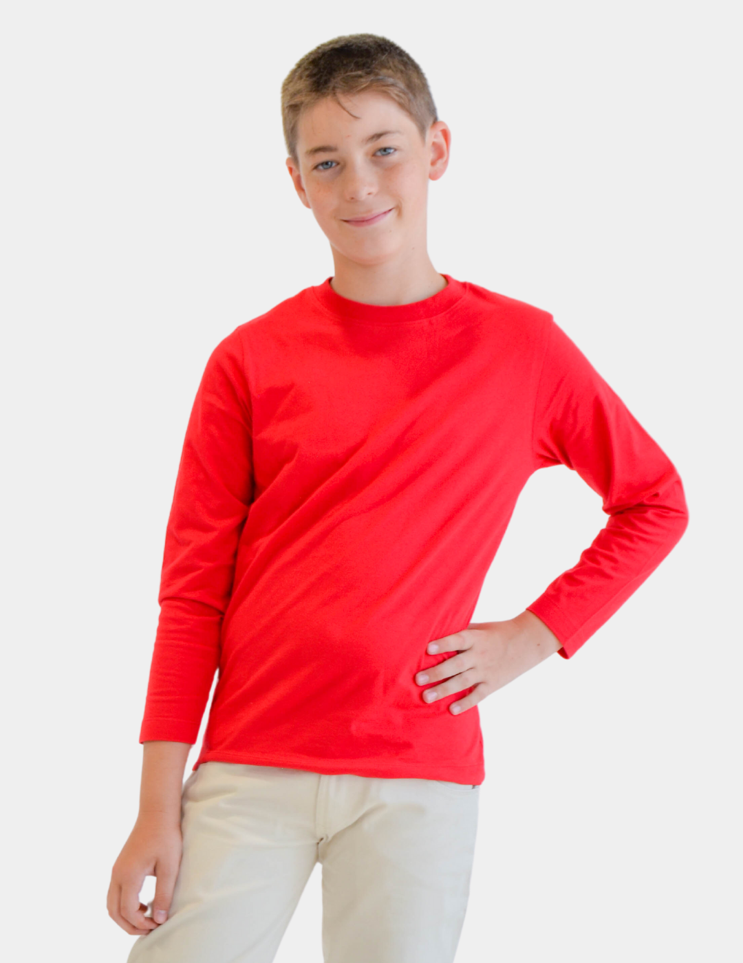 Garb Big Kids Lane Youth Long Sleeve Tee Red Large Cotton