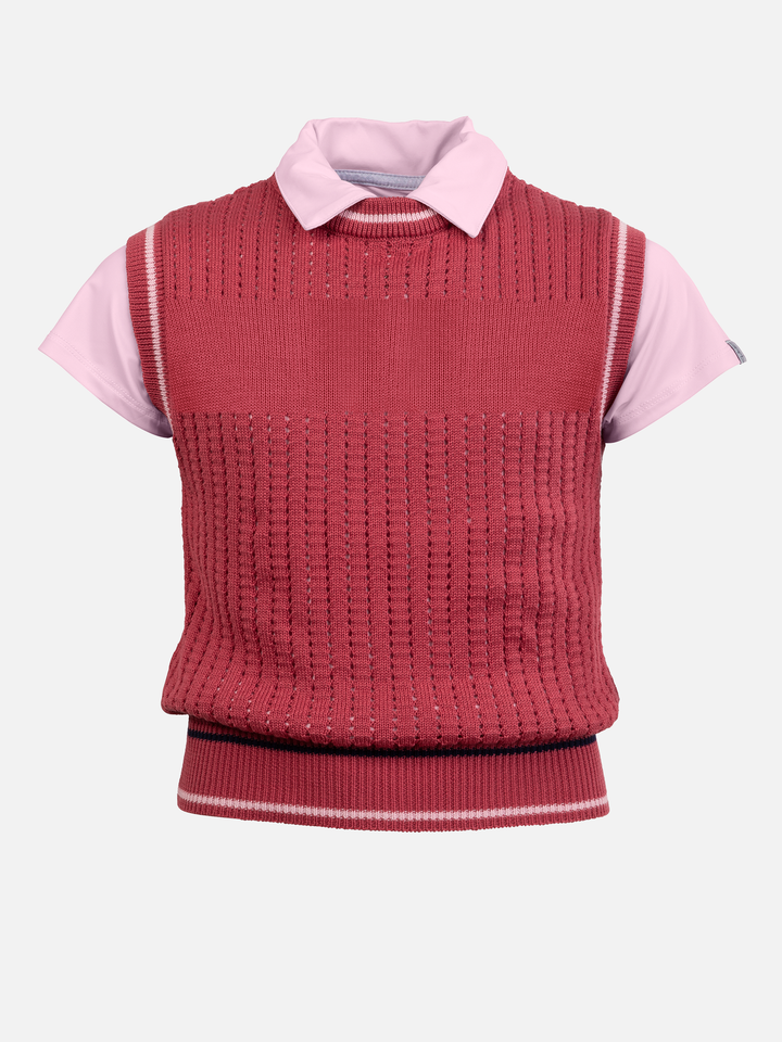 Maven Youth Girls' Open Knit Crew Neck Sweater Vest
