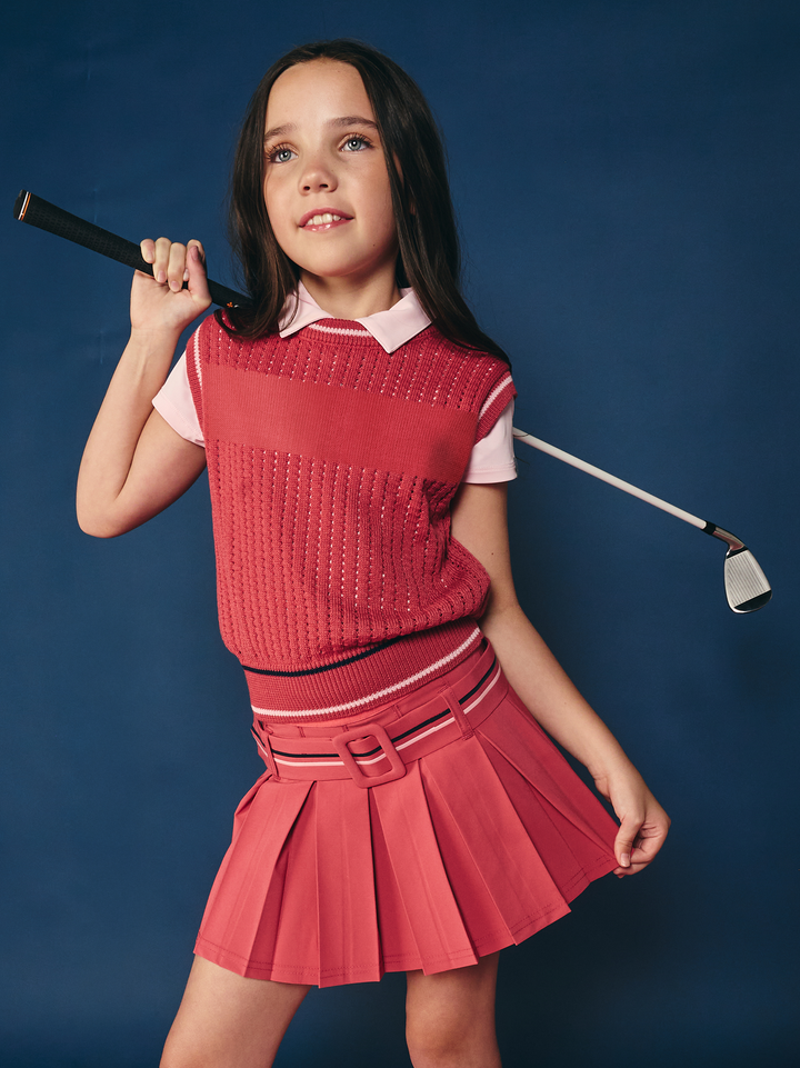 Maven Youth Girls' Open Knit Crew Neck Sweater Vest