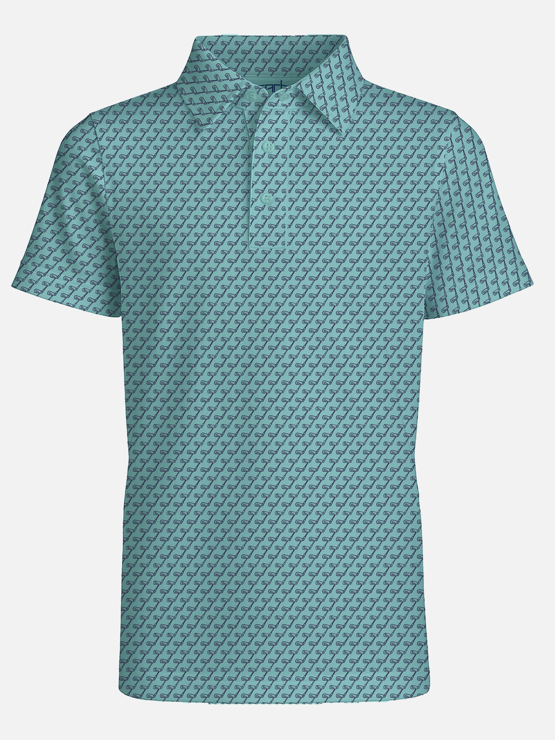 Teal patterned golf club polo shirt 