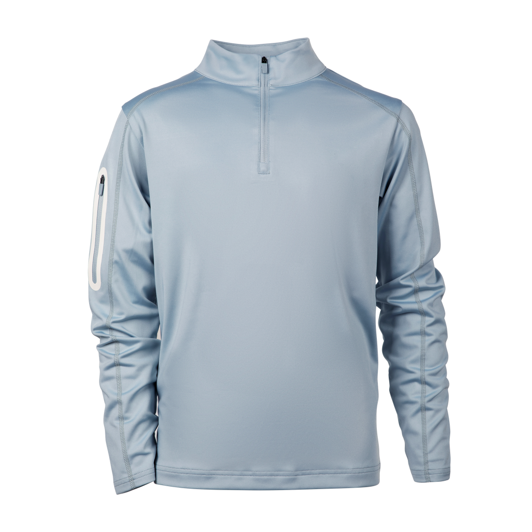 Oliver toddler boys' blue quarter zip with zippered sleeve pocket