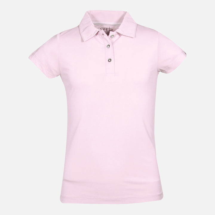 Light Pink Toddler Girls Performance Polo Front View