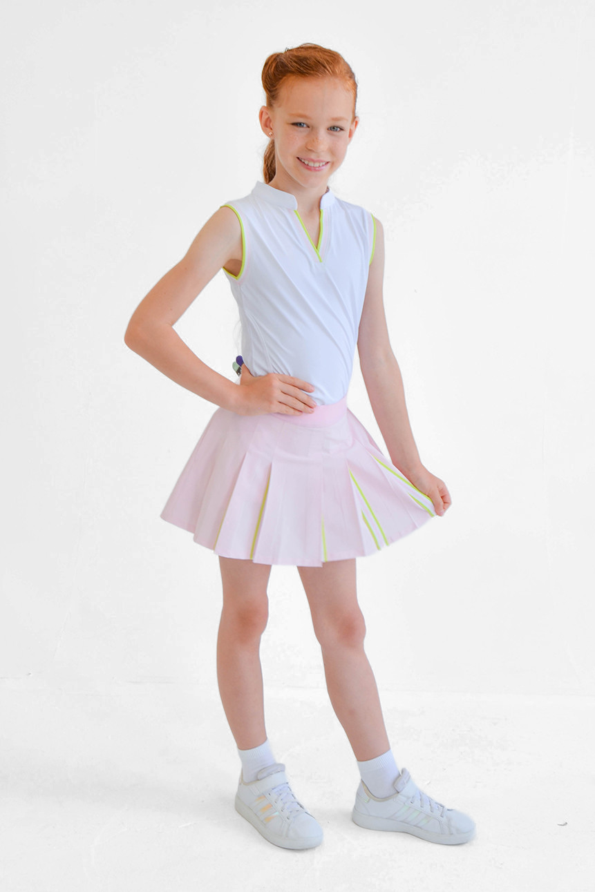 Light Pink Youth GIrls' Pleated Skort Side View