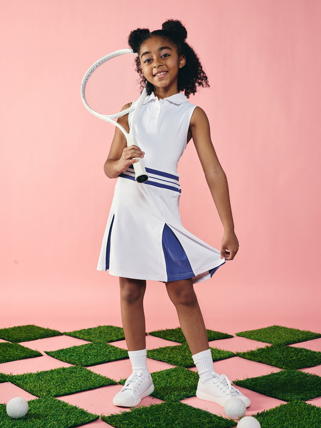 pleated performance dress Varsity Collar Pleated Tennis Dress