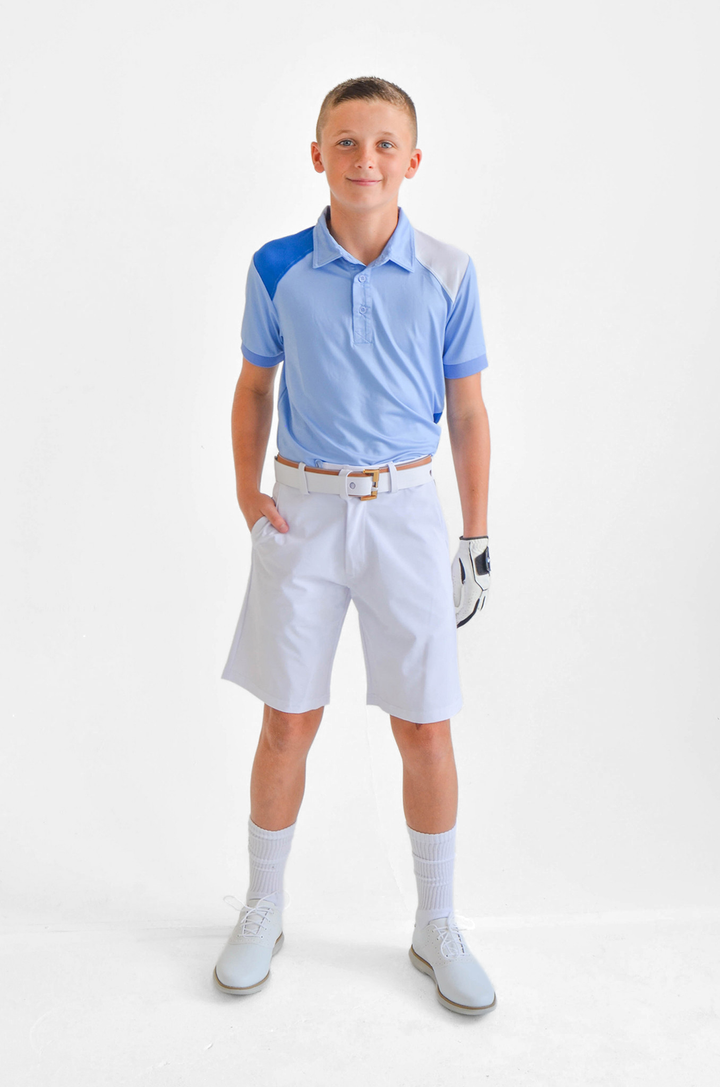 Blue Youth Boys Polo Front View