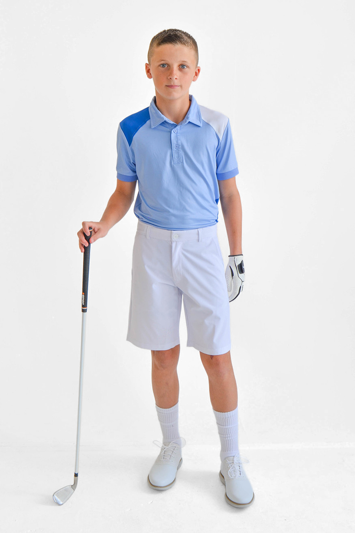 Blue Youth Boys Polo Alternate Front View