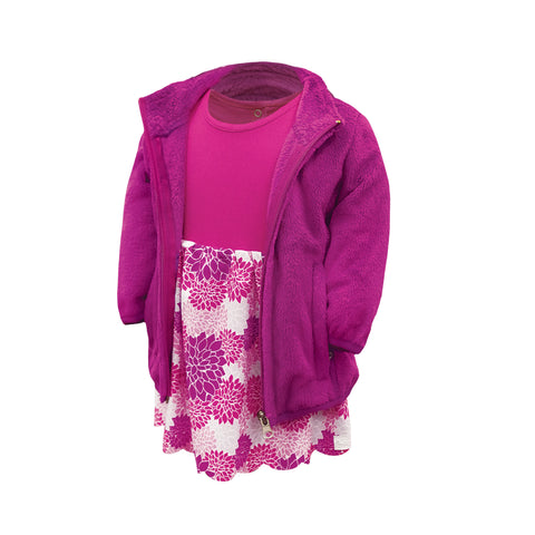 Leslie - Infant Girls Rose Violet Full Zip Plush Jacket by Garb Infant Golf Course Apparel